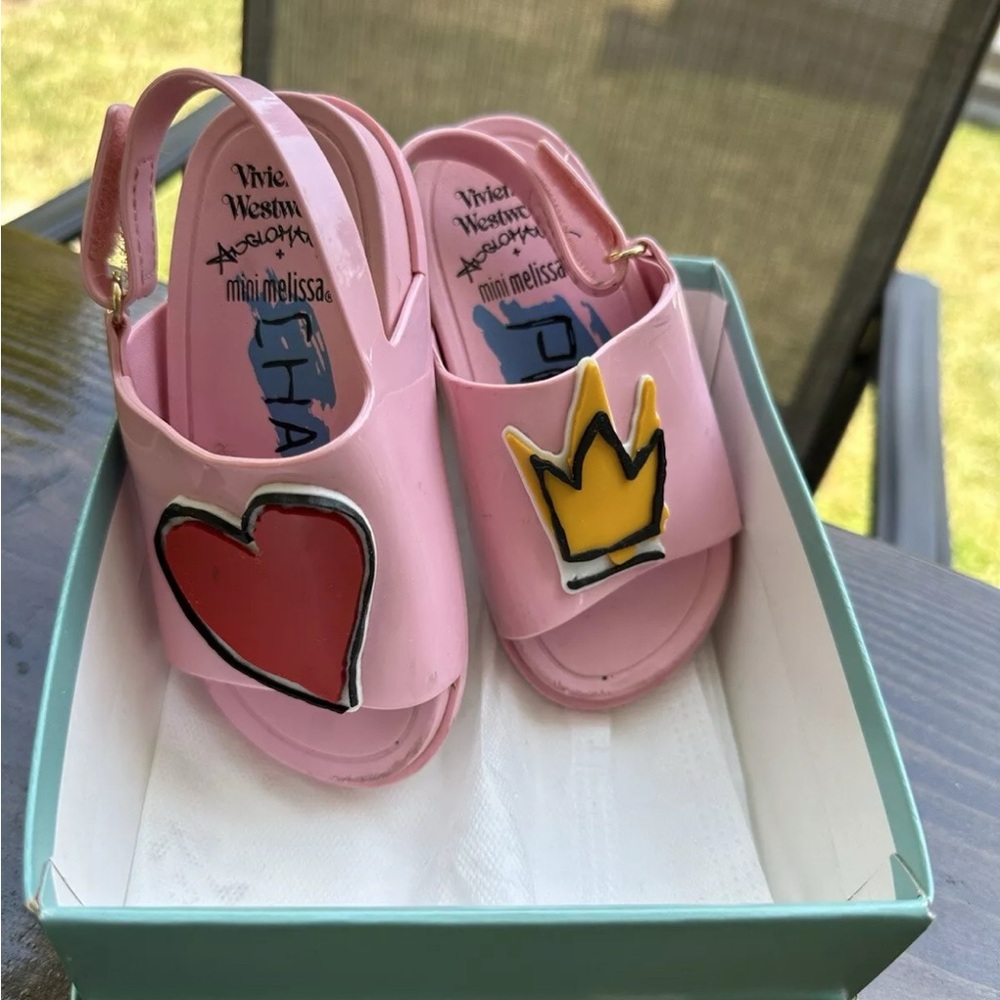 Mini Melissa Pink Sandals with Heart and Crown
